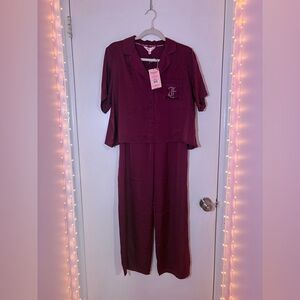 Juicy Couture 3 Piece Burgundy Pajama Set